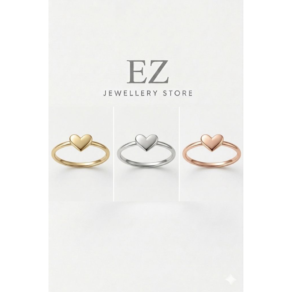 Cincin Love Suasa Asli — Cincin Emas Hati Simple Elegan Wanita / Couple | EZ jewellery store