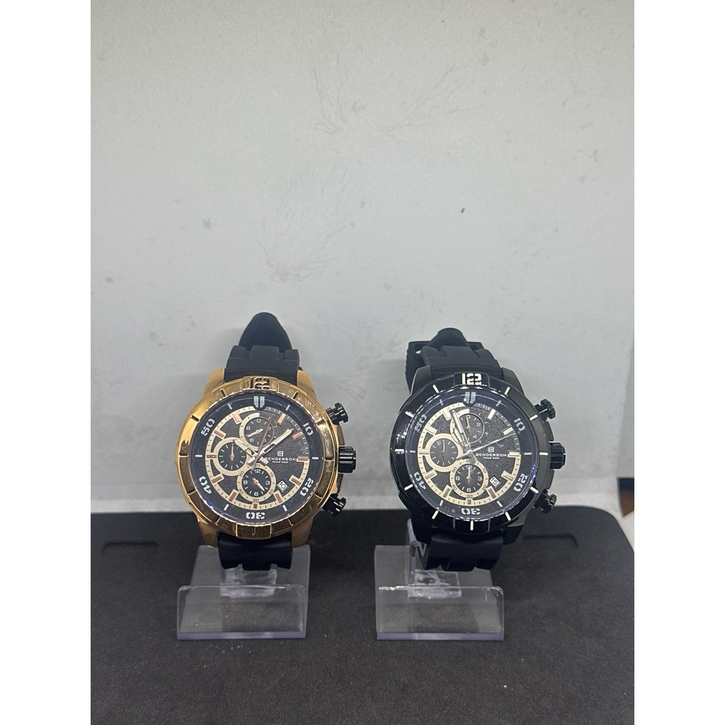 Jam Tangan Benderson (1739M) Type Sporty Crono Body Gold | Hitam Tali karet  (Original)