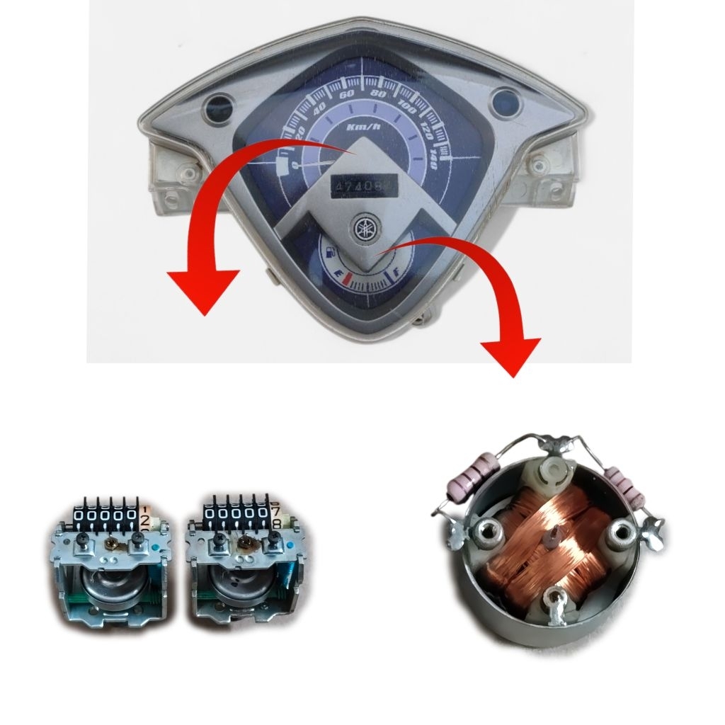 SPEEDOMETER SPIDO AMPER BENSIN DAN KECEPATAN KM  YAMAHA MIO SOUL KARBU LAMA ORIGINAL SECOND