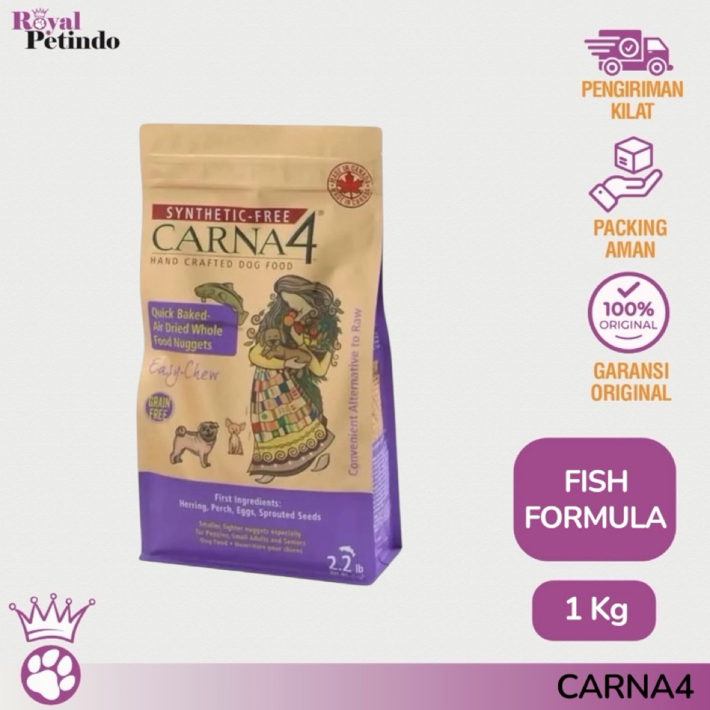 Carna4 Fish Quick Baked Air Dried Easy Chew Nuggets Dog Dry Food Made in Canada 2.2lb ( 1 Kg )