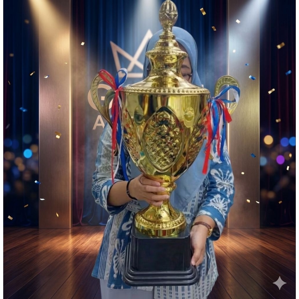 Piala/trophy logam/ metal bergilir super besar satuan tinggi 67,5cm