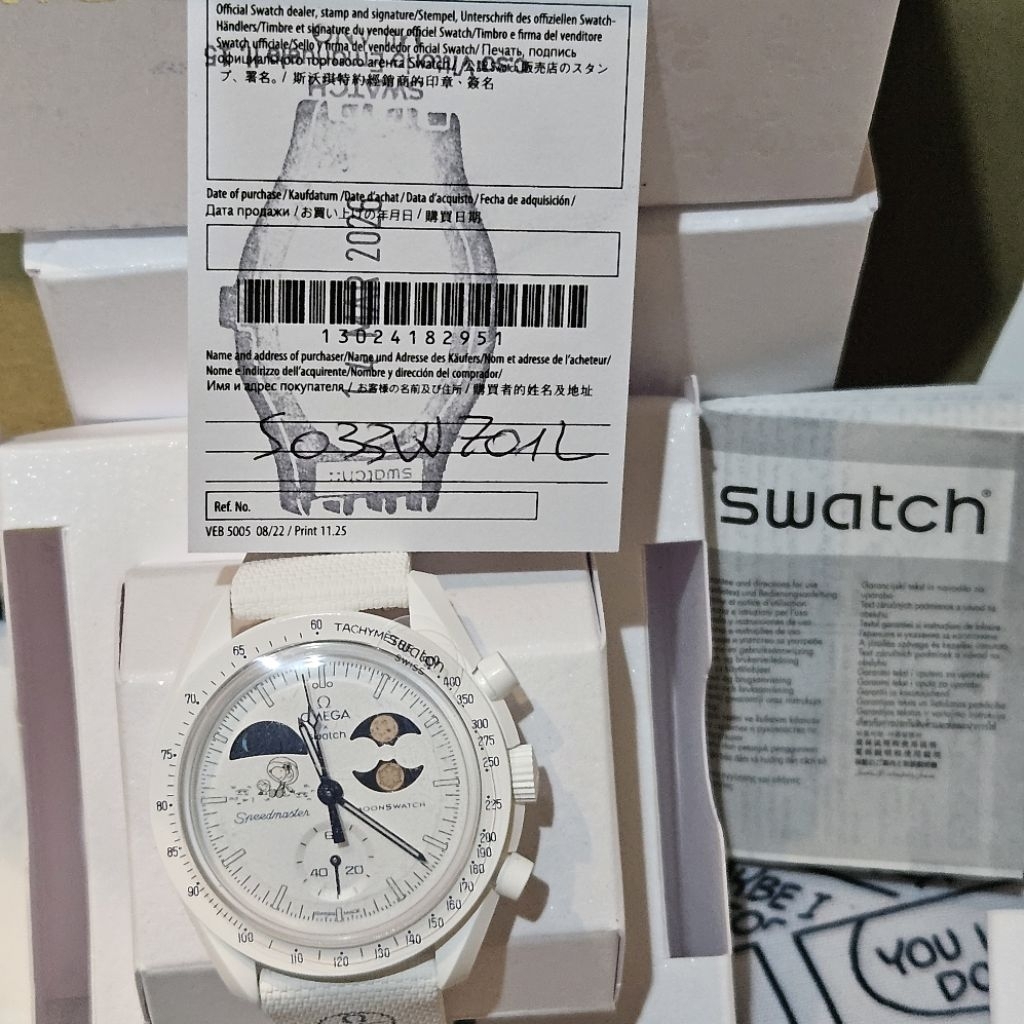 Snoopy Peanuts Swatch x Omega Mission to Earthlhase Moonshine Gold AuthenticWatch Ready New