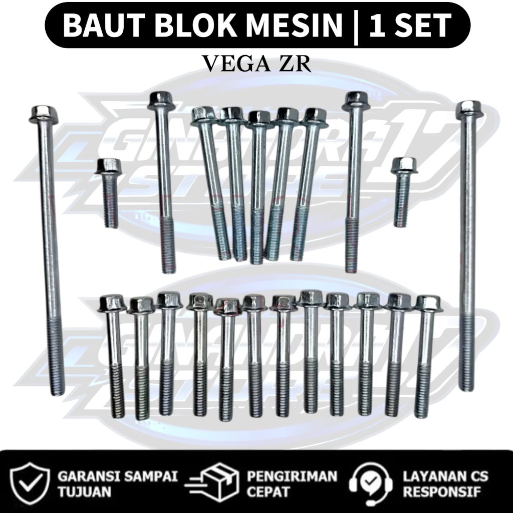 Baut Blok Mesin 1 SET Yamaha Vega ZR / Baut Blok Mesin 1SET Motor Vega zr