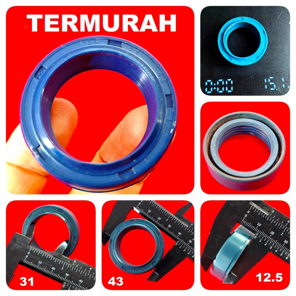 (96C-97C-98E) SEAL 31-43-12.5 BIRU HITAM 31 43 12.5 14.5 31x43x12.5x14.5 sil shock depan shockbreake