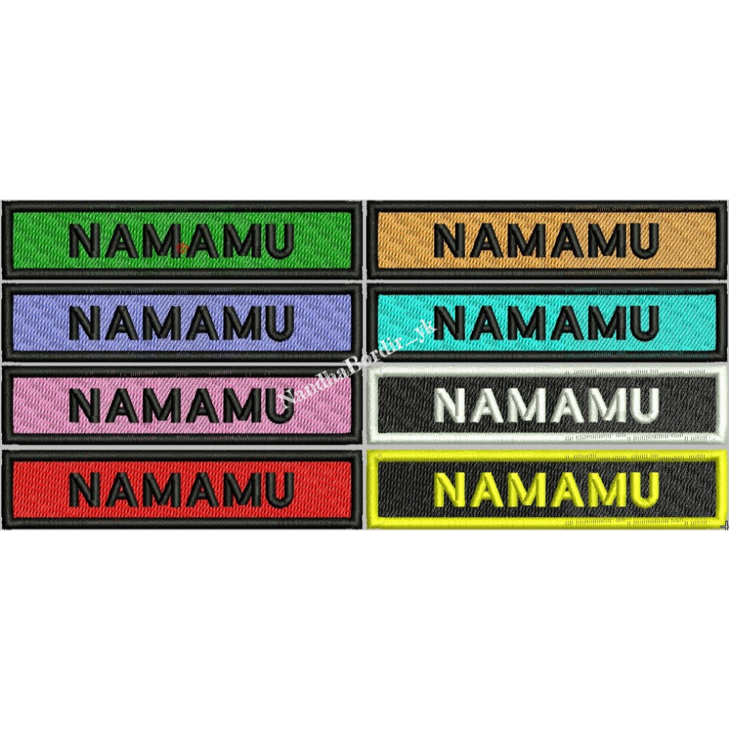 Custom Nama Full Bordir Satuan Terlaris - Atribut Sekolah & Seragam Kantor - Nametag Dada Full Bordi