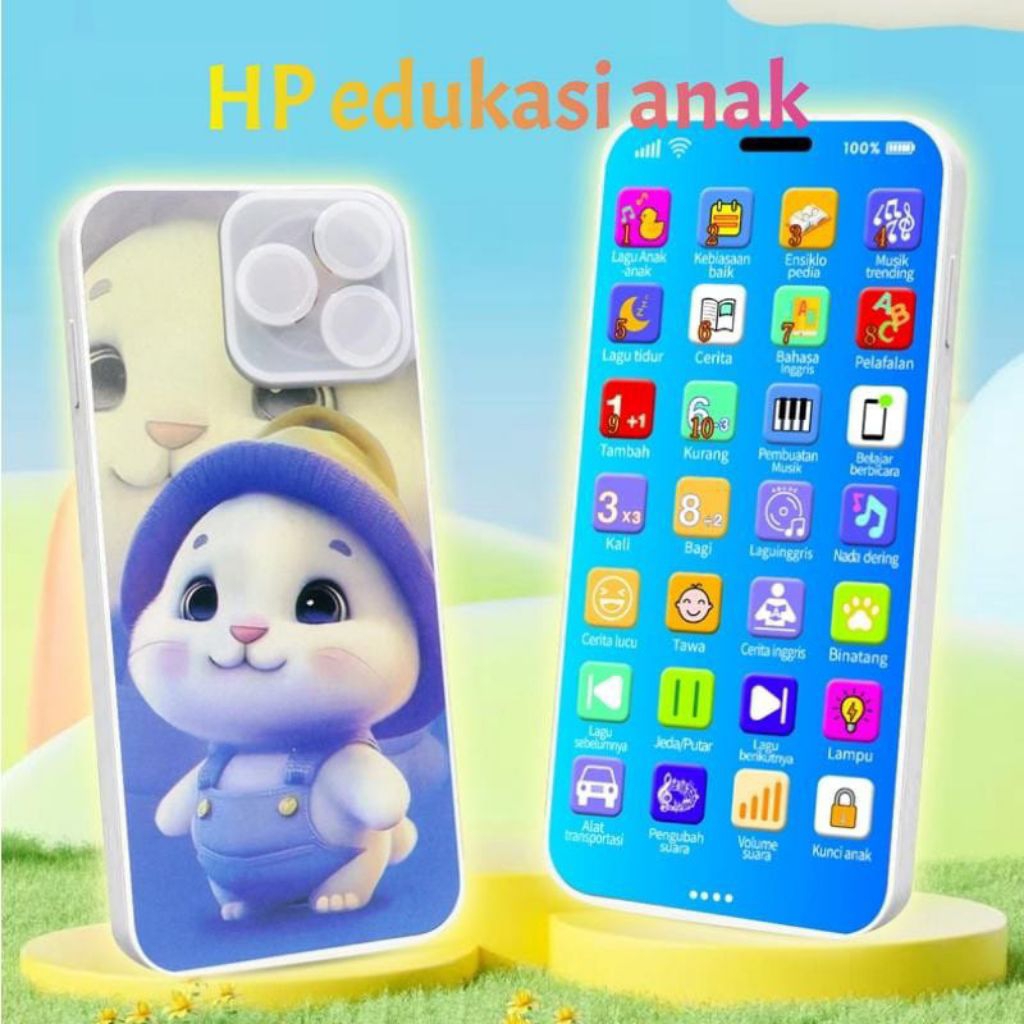 Mainan Hp Edukasi Anak Bentuk Iphone - Mainan Hp Edukasi Anak Belajar Dengan 36 Tombol - Mainan Hp A