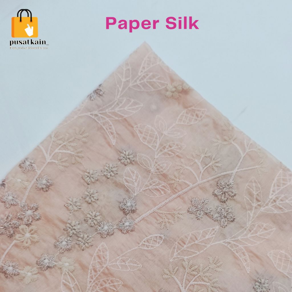 Paper Silk / Kain Paper Silk / Paper Silk Bordir / Dress / Gamis / Kain Kain / Bahan Kain