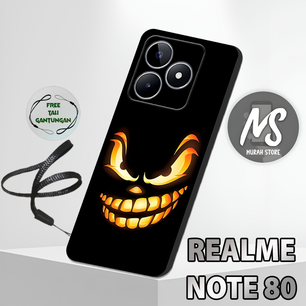 MS48 / Softcase Karet  REALME NOTE 80 + TALI GANTUNGAN HP / Motif Smile/ Case Hp REALME NOTE 80 / Si