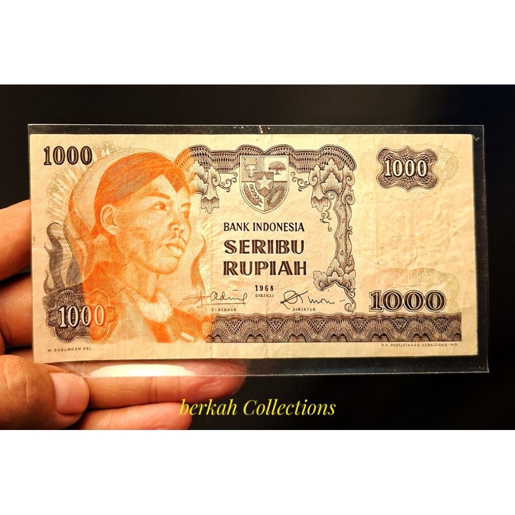 uang 1000 rupiah seri sudirman 1968 noser lumayan cantik