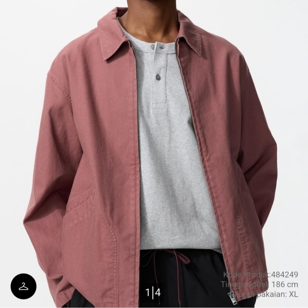 [NEW] UNIQLO Jaket Blouson Ritsleting Pink/Merah Muda Size S JW Anderson