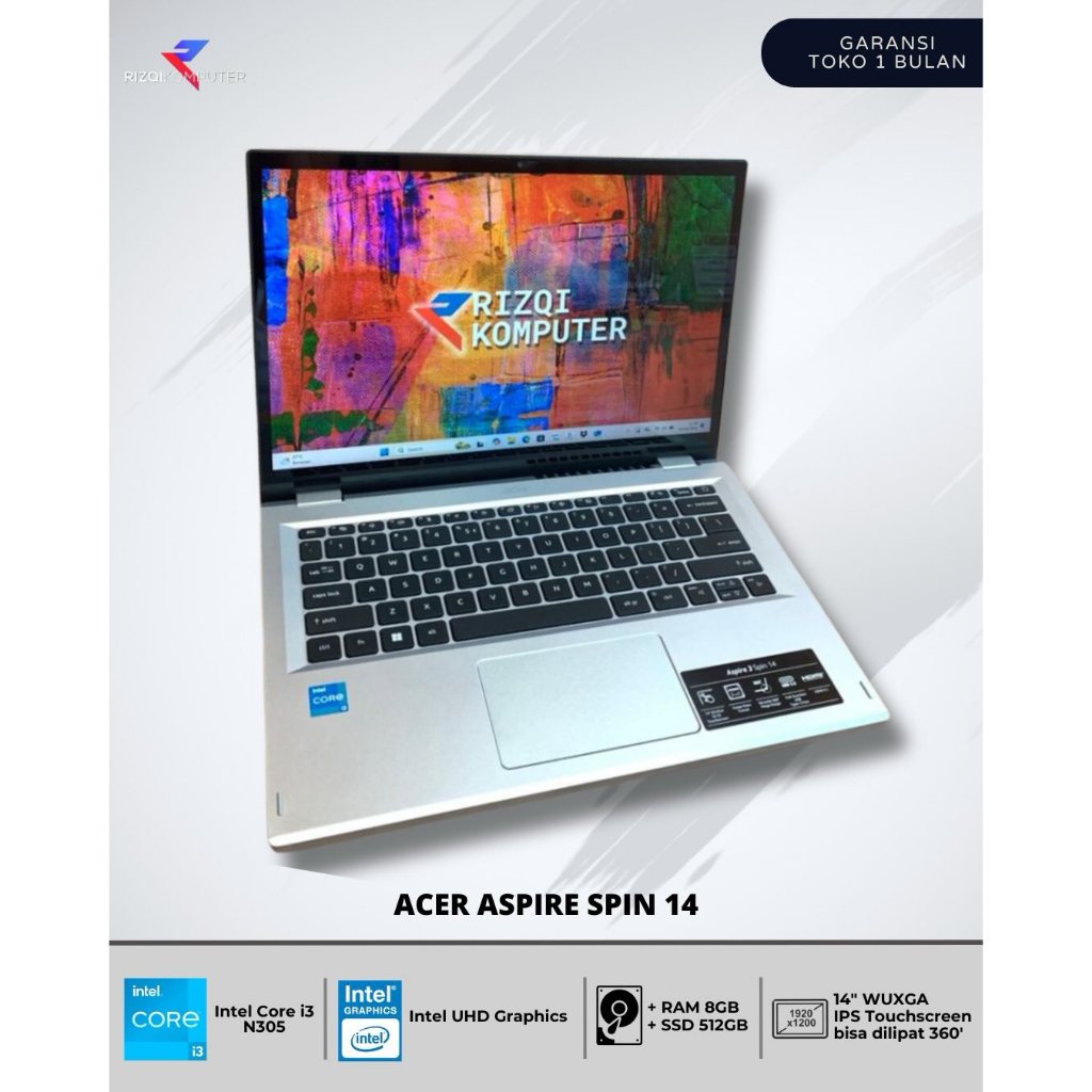 Acer Aspire Spin 14 Intel Core i3-N305 RAM 8GB SSD 512GB mlg