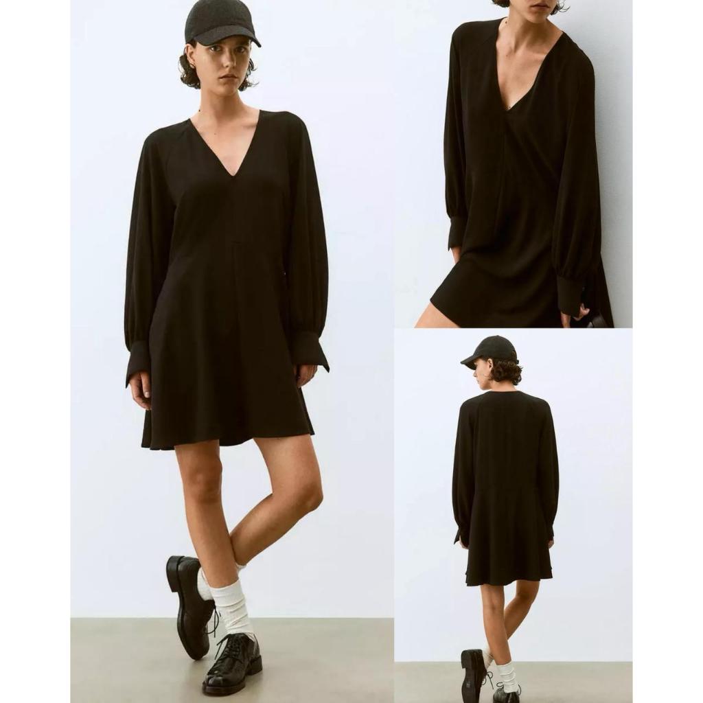 Dress Mini Wanita Leher V-neck Elegan & Stylish | Women's Flared Dress - HM-2183