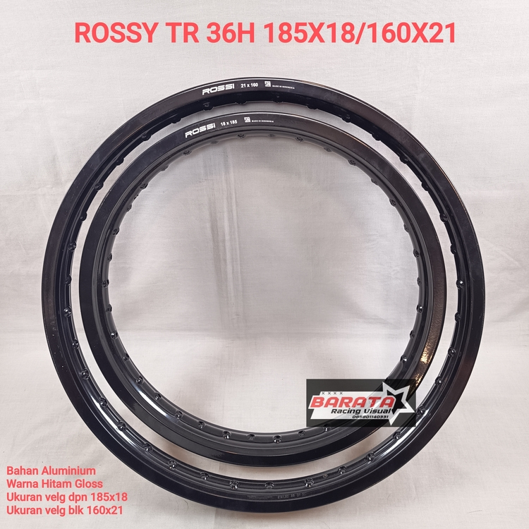 VELG ROSSY TR 36 HOLE 185 RING 18/160 RING 21 HITAM GLOSS