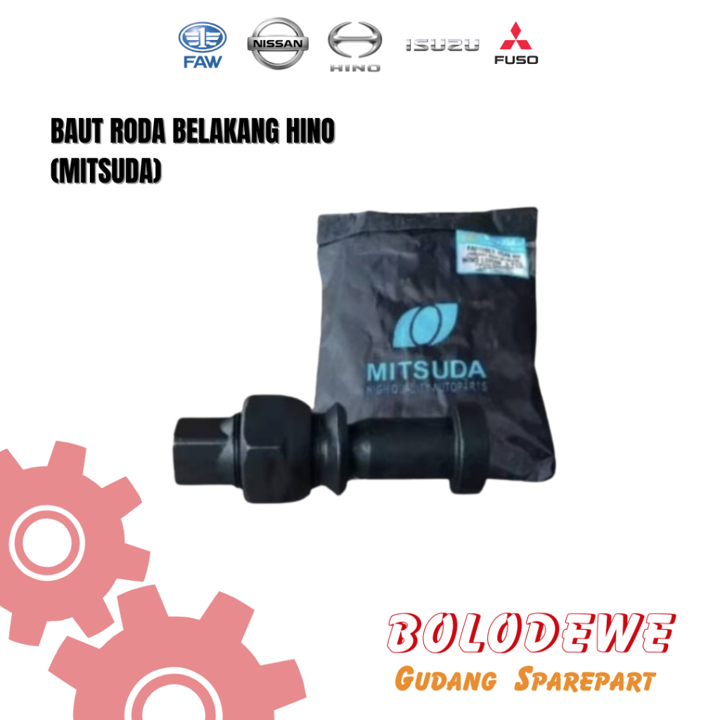 BAUT RODA BELAKANG HINO RH MITSUDA/BAUT VELG/BAUT RODA TRUK/STUD RODA/LUG BOLT