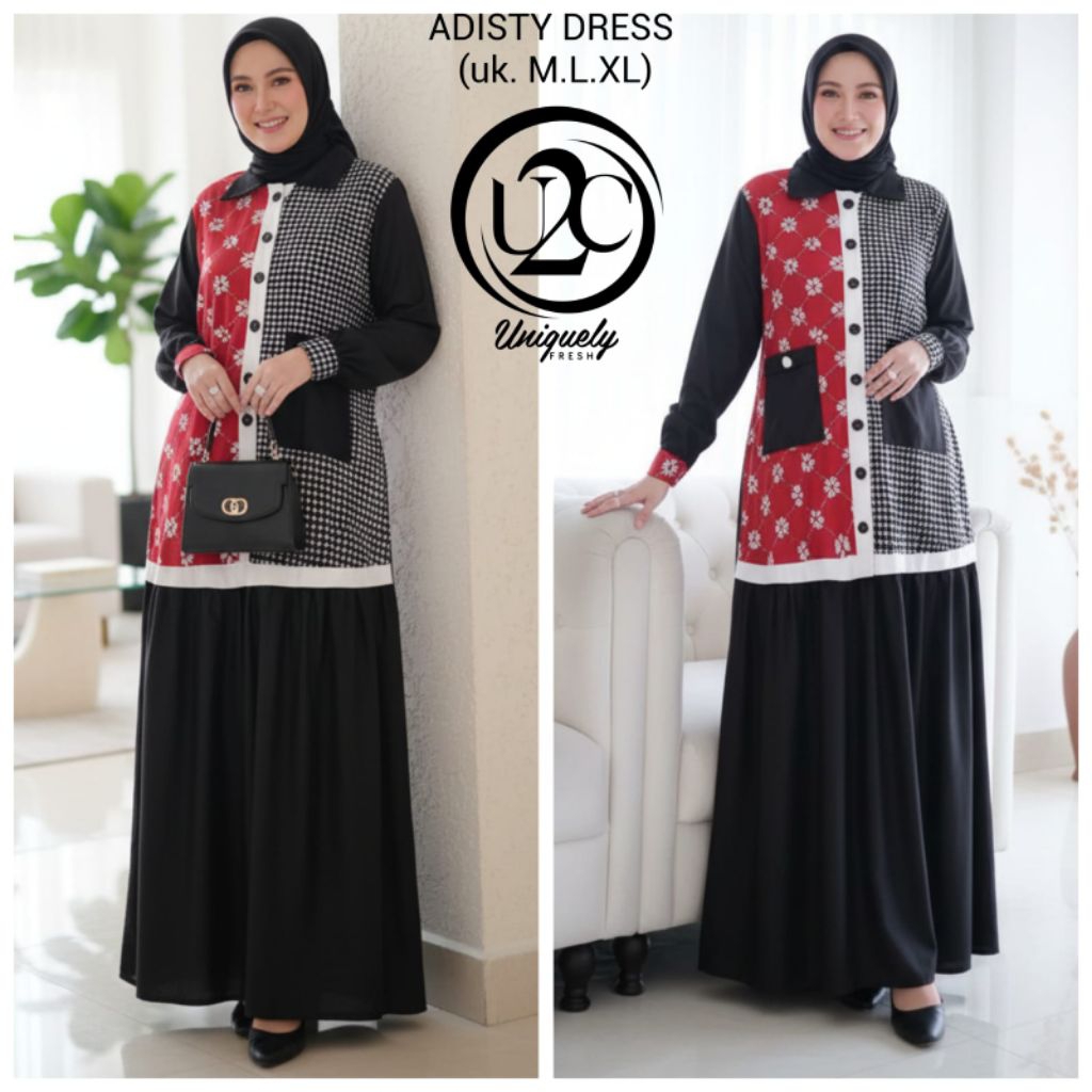 gamis dress adisty original u2c motif batik cap formal cantik keren real pict