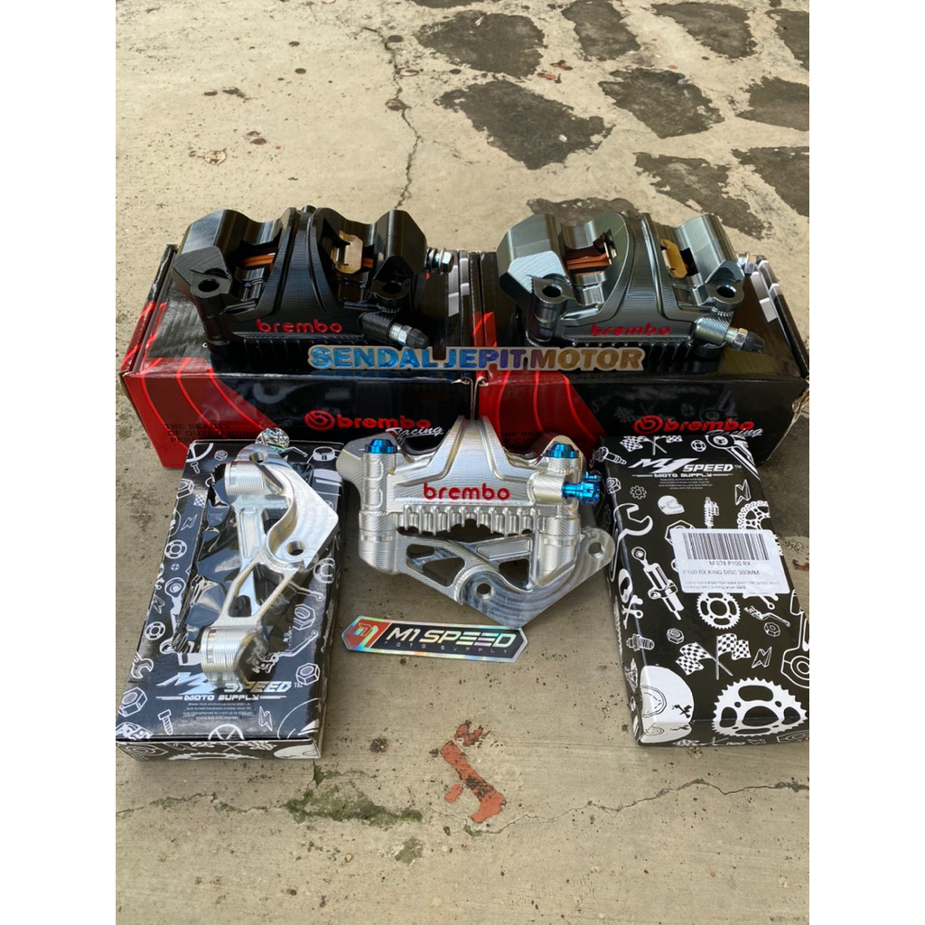 KALIPER BREMBO GP4-MS SET BREKET RX KING NEW DISC 300MM KALIPER BREMBO GP4 SET BREKET RX KING DISC 3