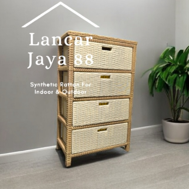 Lemari Rotan Sintetis 4 Laci Minimalis