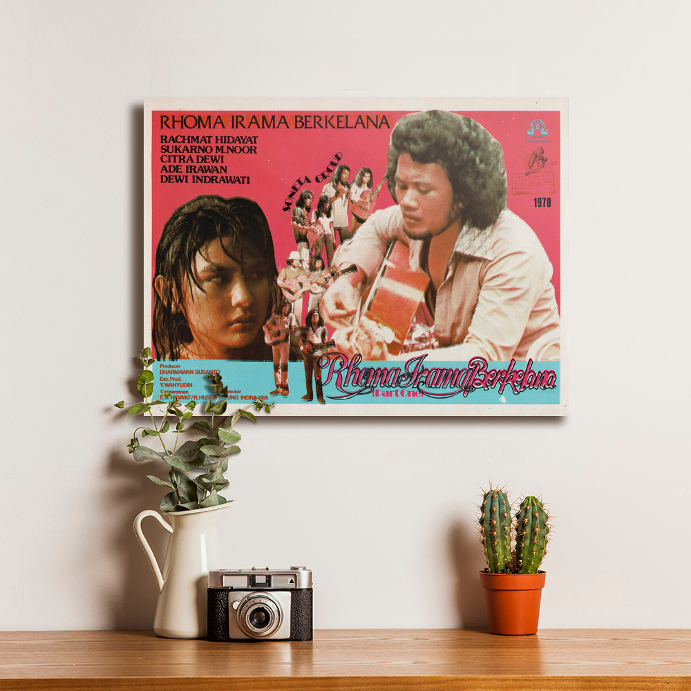 Poster Rhoma Irama Film Berkelana 1978 Dekorasi Hiasan Pajangan Dinding Vintage