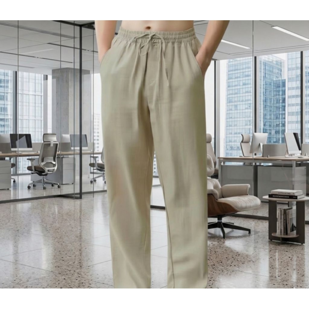 celana katun linen premium/celana panjang pria.. celana linen terbaru