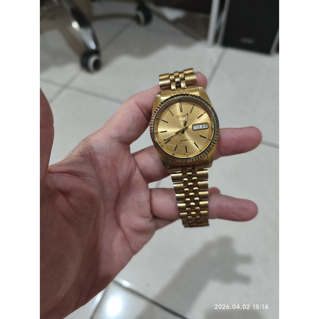 Jam Tangan Seiko 5 Automatic 7s26 Gold