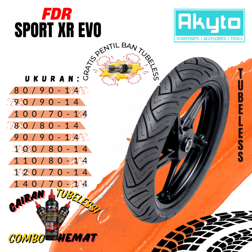 BAN FDR SPORT XR EVO RING 14 / BAN TUBELESS / BAN MOTOR R14 / VARIO BEAT MIO X RIDE GEAR LEXI AEROX 