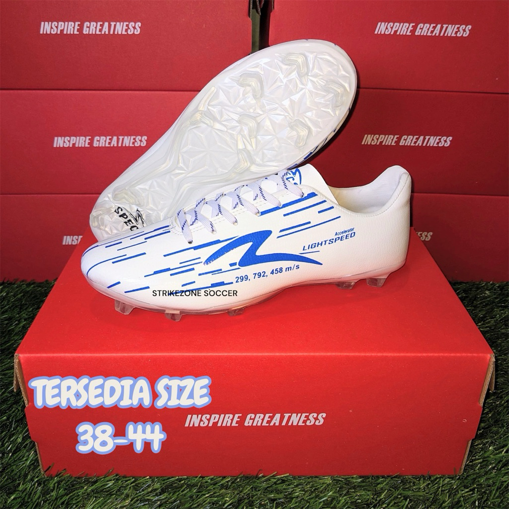 Sepatu Bola Specs Lightspeed Reborn FG - WHITE/BLUE