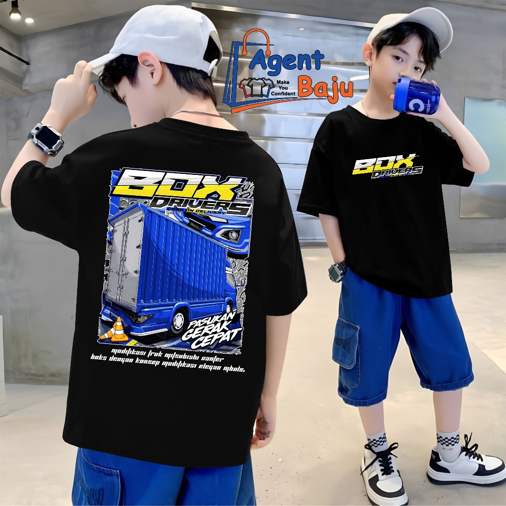 JuraganKaos Anak Motif Truk Box Driver 3- Kaos Anak Usia 3 Tahun Sampai 15 Tahun - Kaos Trukmania In