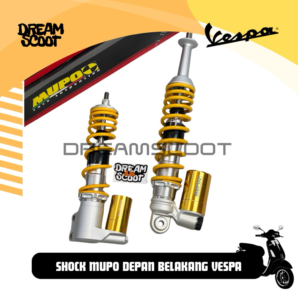 Shock MUPO YELLOW Vespa Matic Depan & Belakang Vespa Sprint Vespa Primavera Shock Vespa Matic Shock 