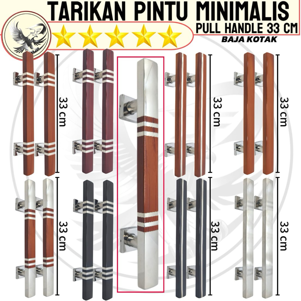 Tarikan Pintu Minimalis Pull Handle 33 cm Baja Kotak Desain Modern untuk Pintu Rumah