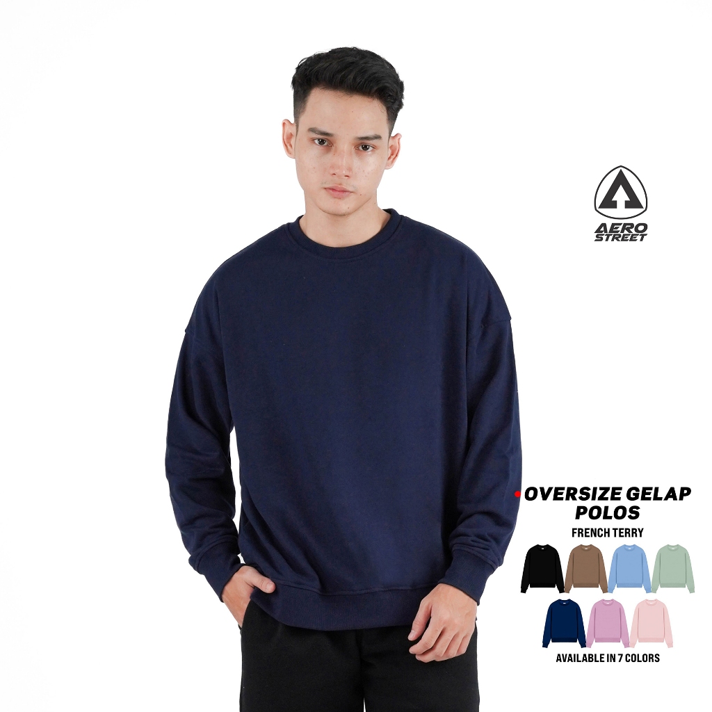 Aerostreet Crewneck Oversize Polos Gelap Unisex Sweater KA3AA