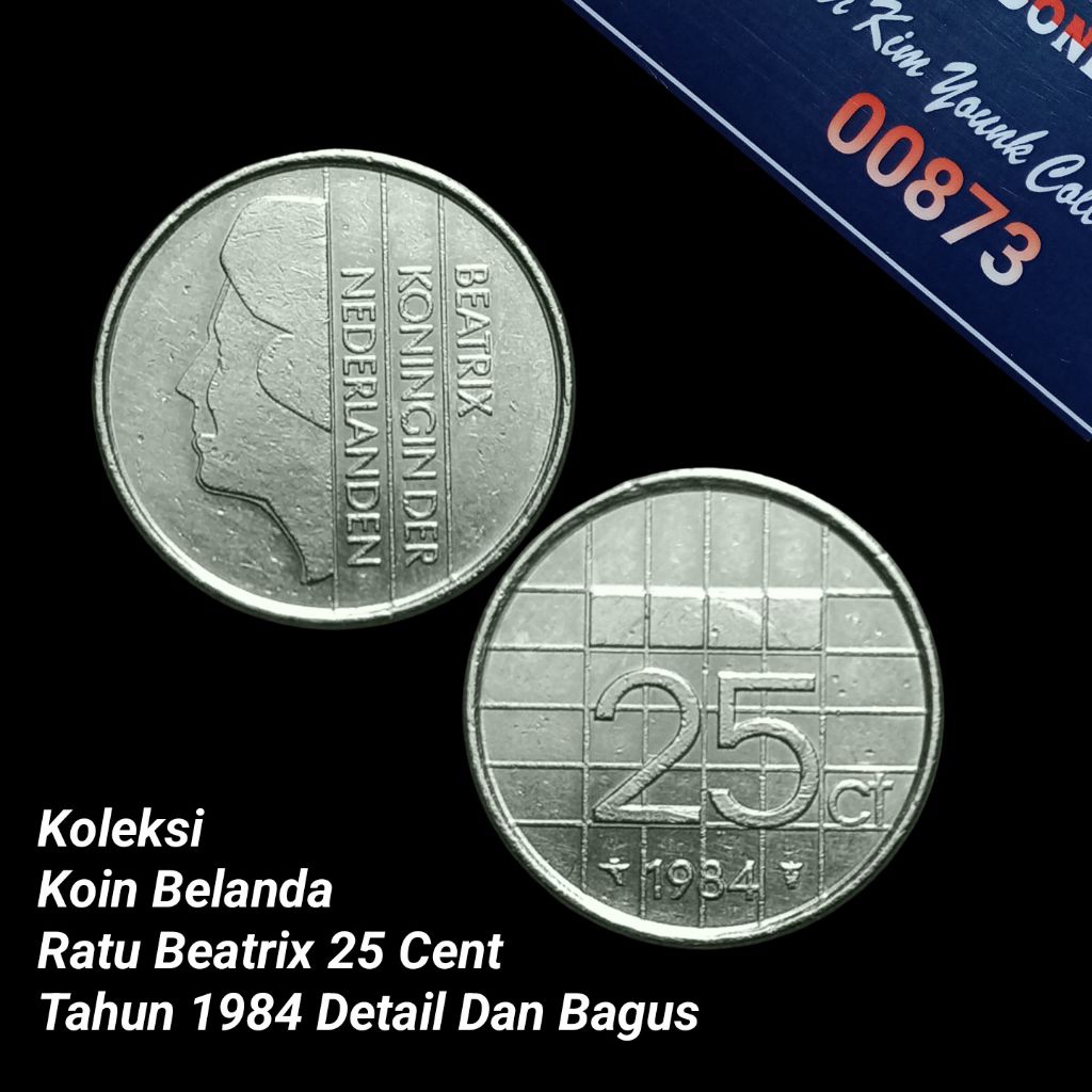UKA084Coin 25 Cent (BELANDA) Ratu Beatrix Thn 1984 Detail Bagus