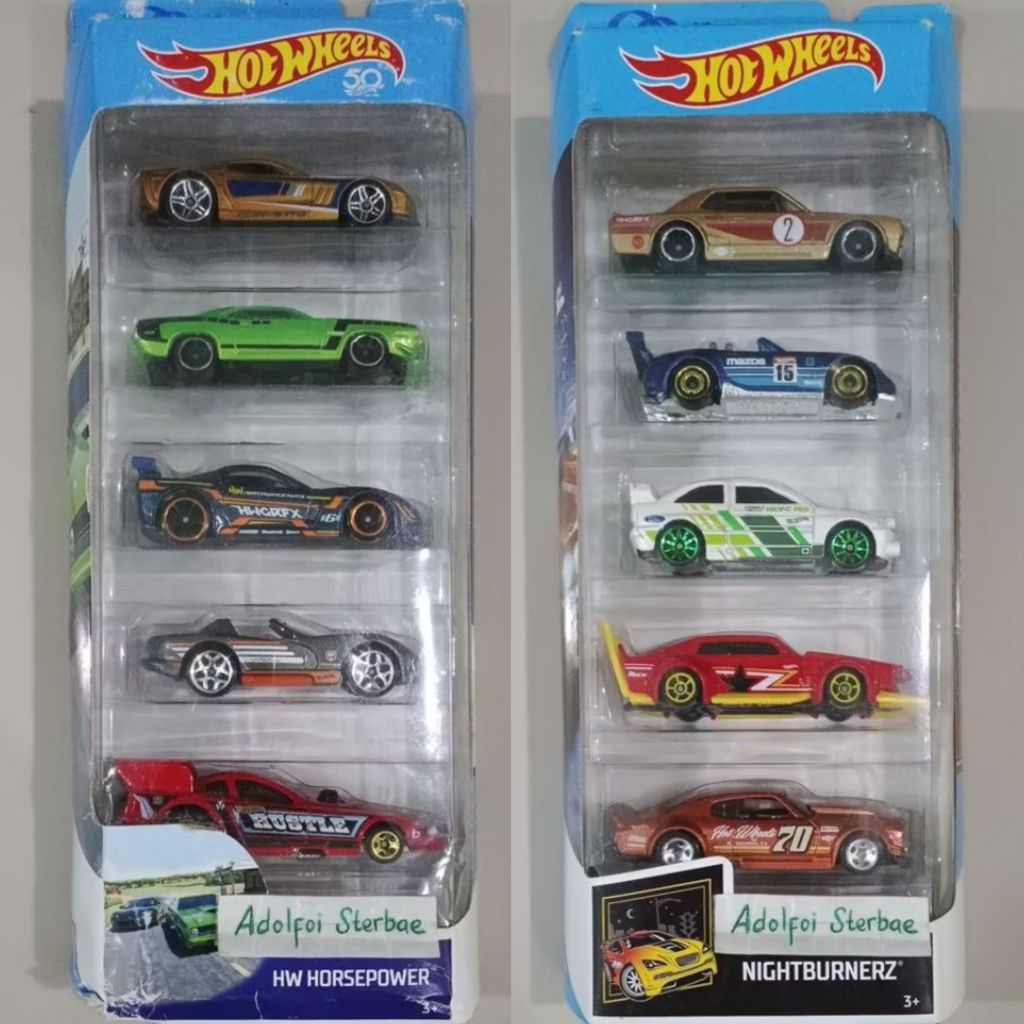hotwheels hot wheels gift pack isi 5 hw horsepower  '11 corvette grand sport '70 plymouth aar cuda '