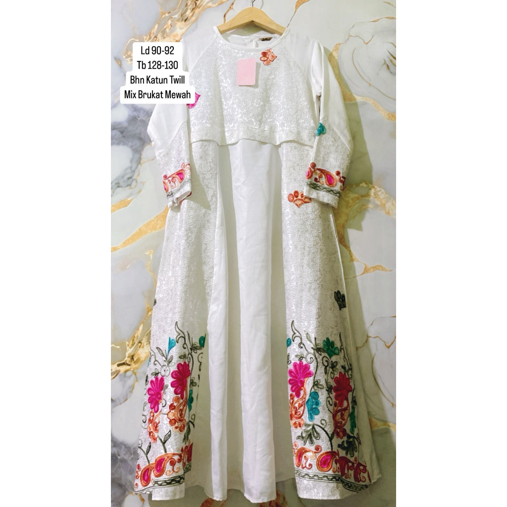 Gamis Wanita Muslimah Pesta Warna Putih Mewah