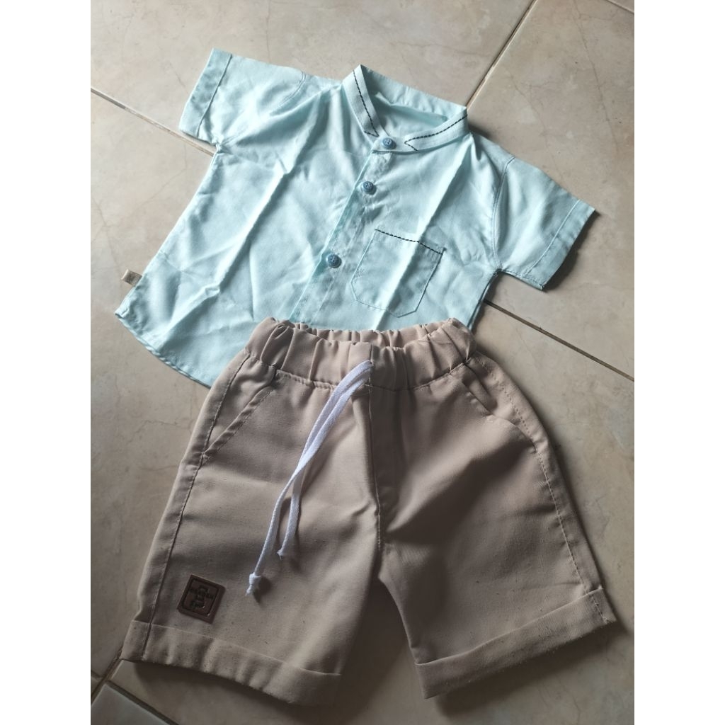 SETELAN BAJU KOKO KEMEJA ANAK BAYI LAKI-LAKI 1 TAHUN LUCU PL