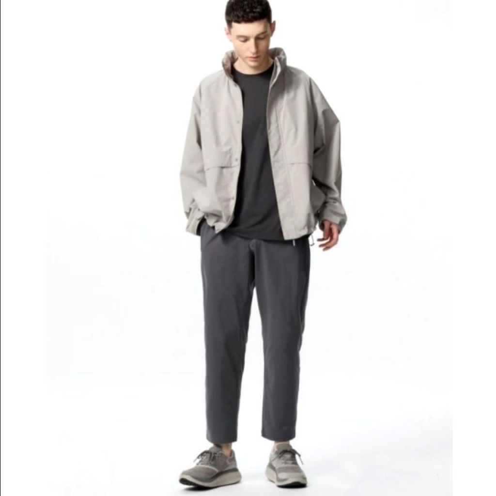 Uniqlo men's cotton relax jogger pants XL grey / bawahan celana panjang pria / jersey ankle washed