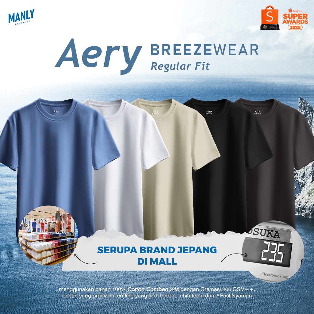 MANLY Aerysm Reguler Fit T-Shirt BrizzWer Quick Dry Tech