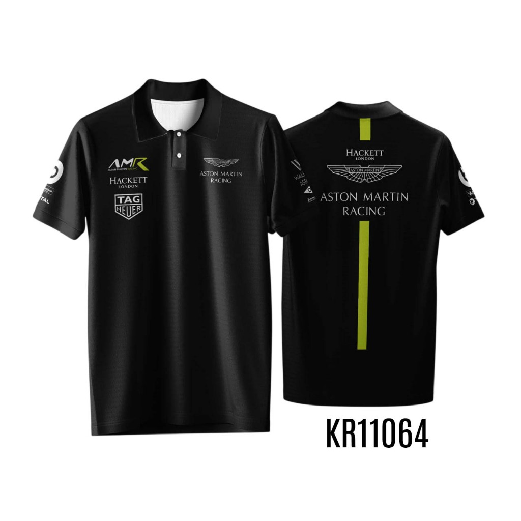 Jersey F1 ASTON MARTIN RACING Full Print Dryfit Kerah Kancing