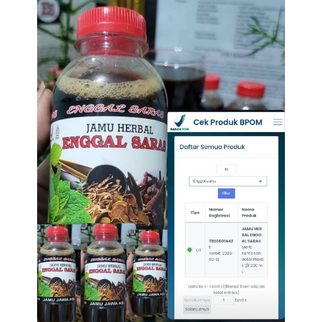 50 botol Jamu herbal Enggal saras