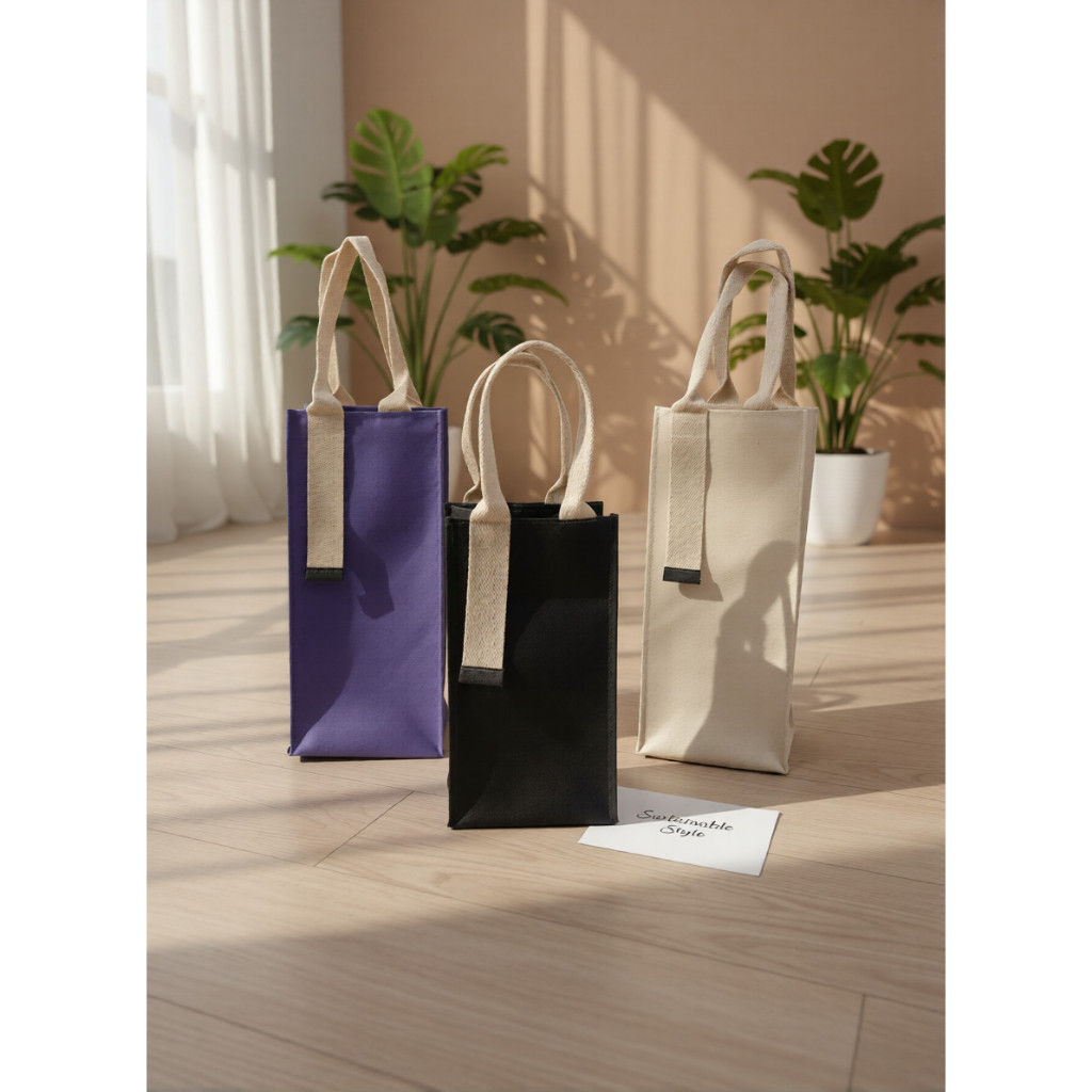 Tas Souvenir Denim Elegan untuk Botol 1L - Warna Maroon, Hitam, Biru Navy