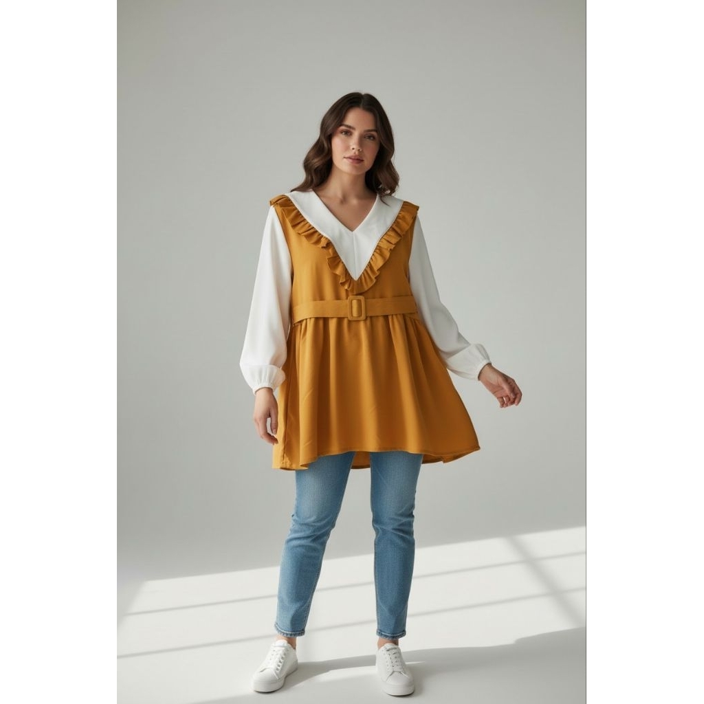 Blouse Wanita Korean Style Baby Doll Lengan Panjang Atasan Lucu Kekinian Murah Viral