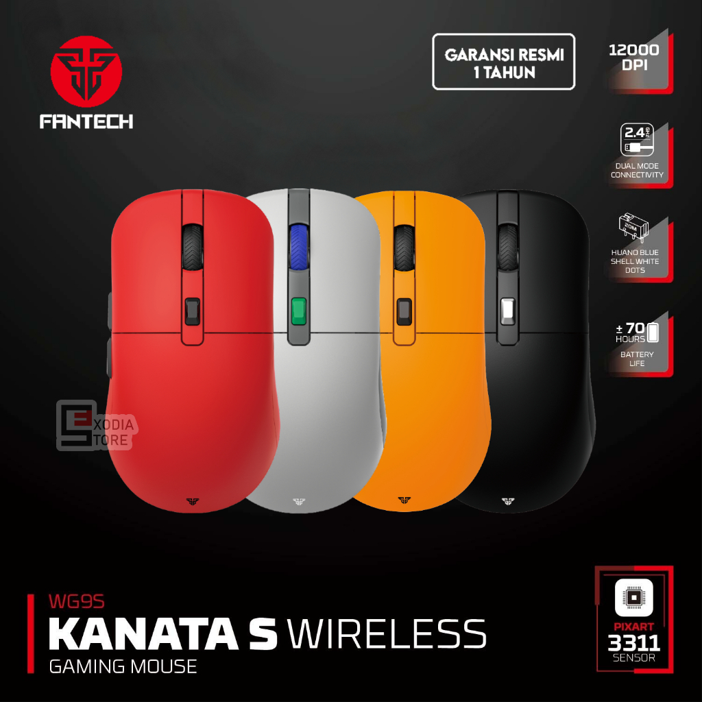 Fantech KANATA S WG9S & KANATA WG9 RGB Silent Click | Wireless Gaming Mouse Macro PIXART OPTICAL SEN