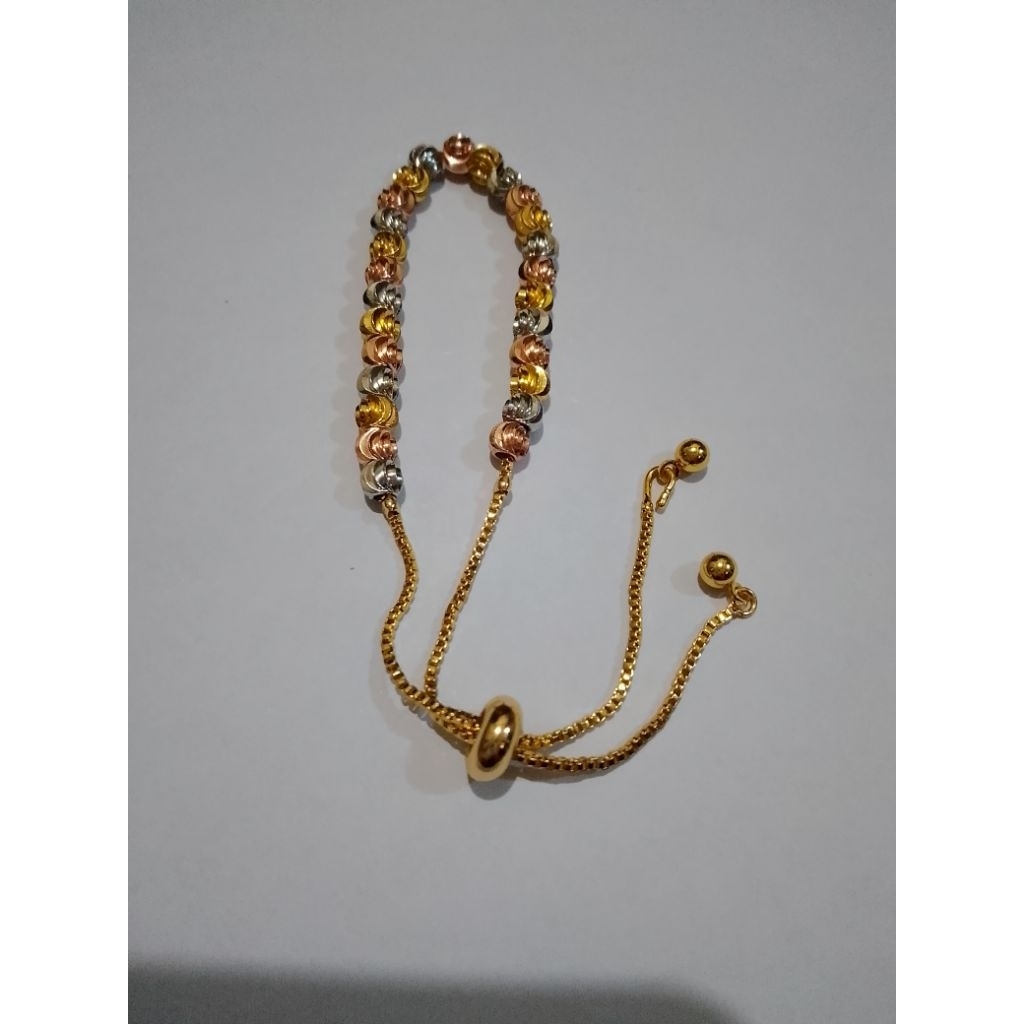 Gelang Tangan Wanita Titanium Serut Biji Lada Gold