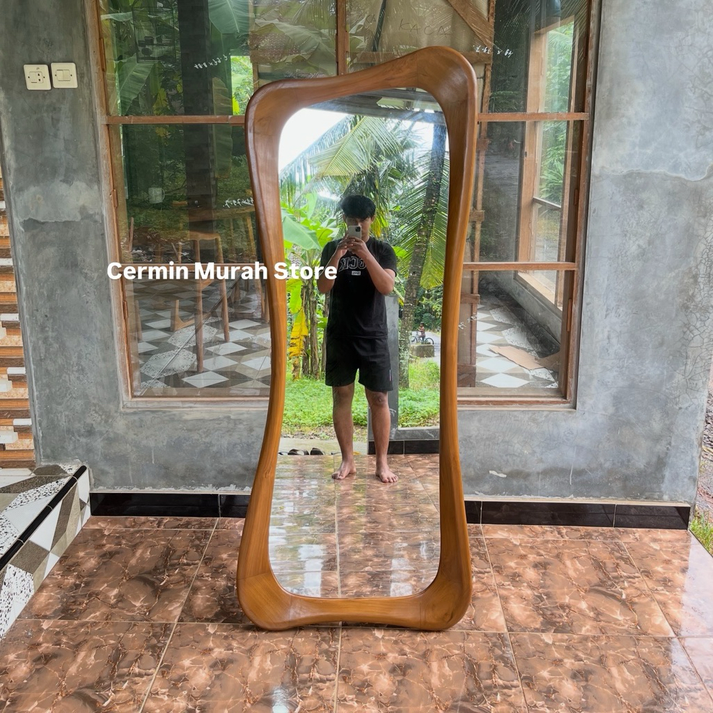 MIRROR ABSTRACK CUSTOM / MIRROR FULL BODY ABSTRACK KAYU JATI 200x140 CM