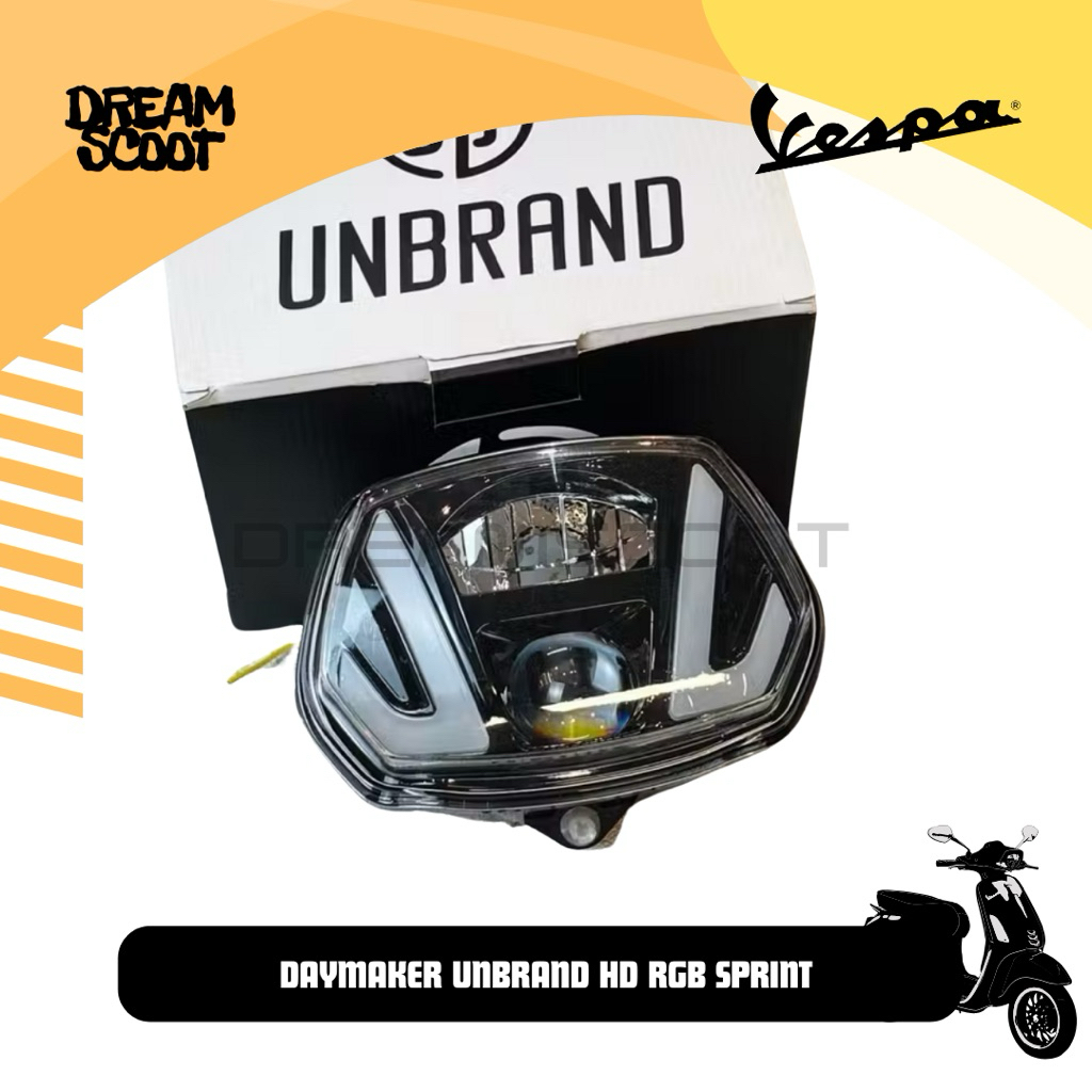Daymaker Unbrand RGB Model HD Vespa Sprint Vespa Matic Headlamp Vespa Daymaker Vespa sprint Lampu rg
