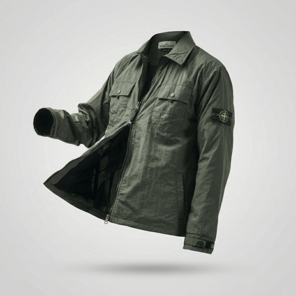 Overshirt Jacket STOND ISLAND Black  Greend Nilon Taslan Crinkle | JAKET PARASUT |  SI