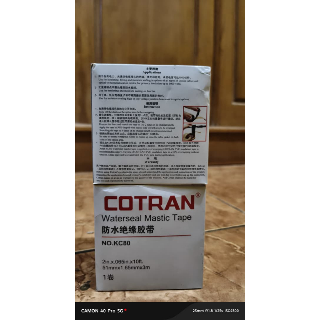ISOLASI Rubber Waterseal Mastic Tape Cotran No KC 80 / Cotran
