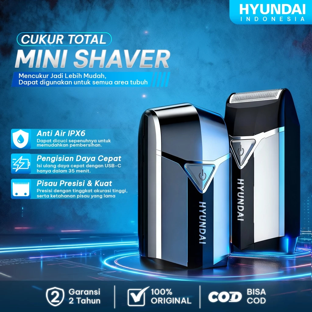 HYUNDAI - Alat Cukur Elektrik Pria, Alat Cukur Kumis Dan Jenggot, Alat Cukur Kumis Elektrik, Electri