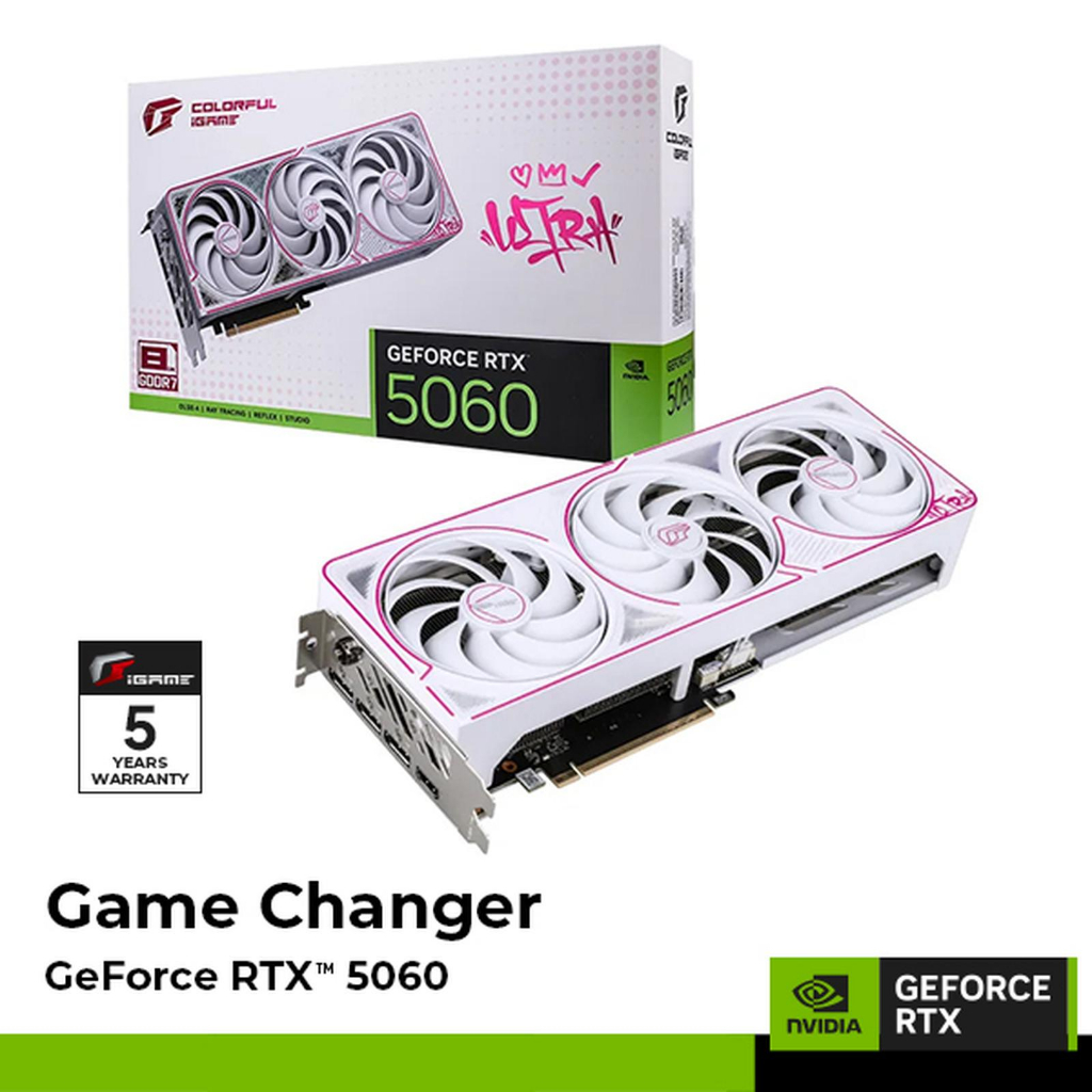 COLORFUL RTX 5060 Ultra W OC 8GB GDDR7 8GB-V RTX5060 8G 3FAN VGA NVIDIA GEFORCE