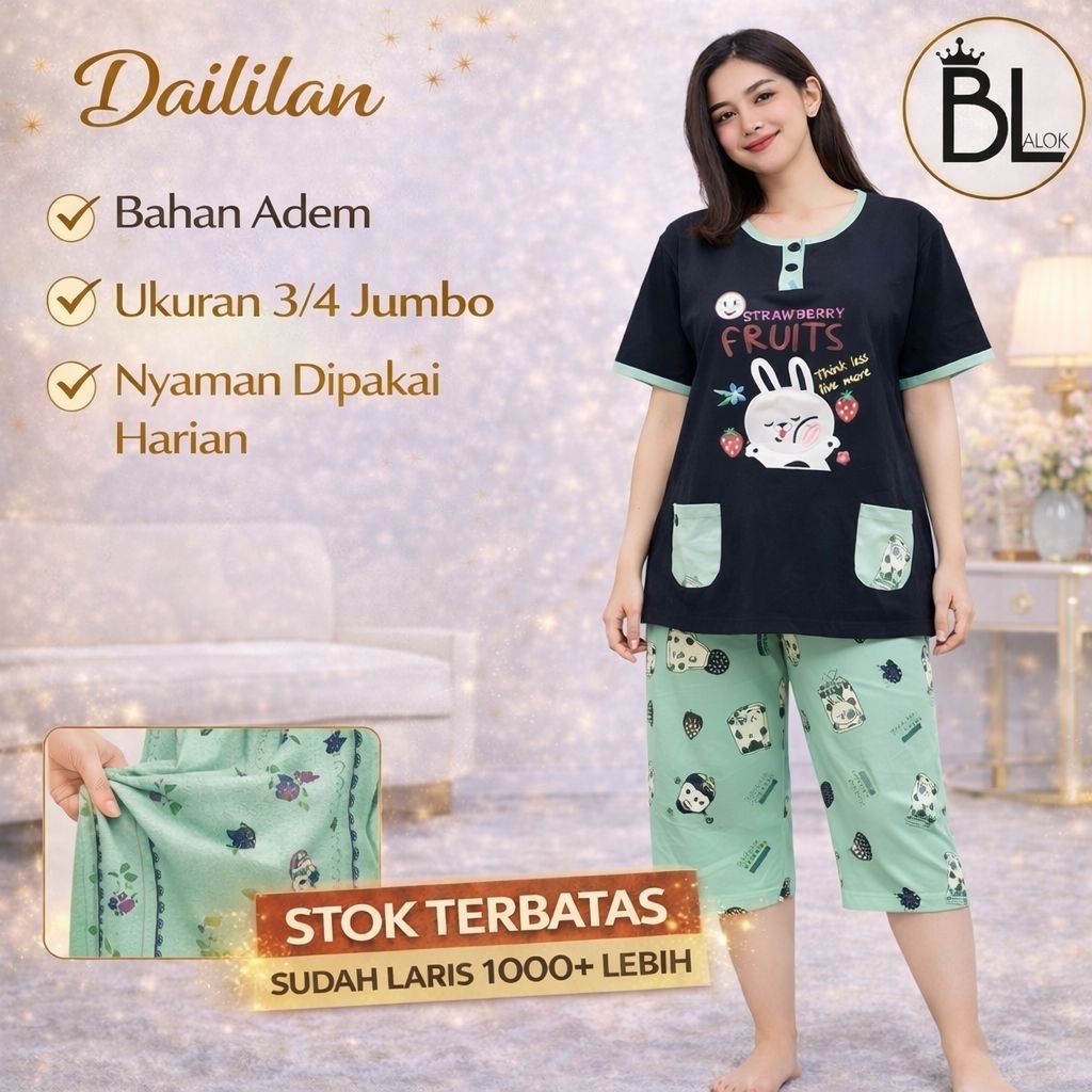 BAJU LALOK - DAILILAN 3/4 JUMBO | BAJU TIDUR JUMBO | BAJU TIDUR DAILILAN MURAH