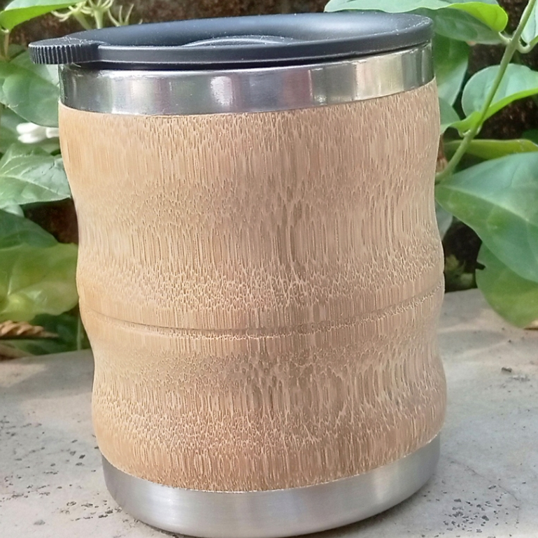 Gelas Mug Bambu Costum Stainless - Gelas Esteh Jumbo Dari Bambu Dalaman Stainless